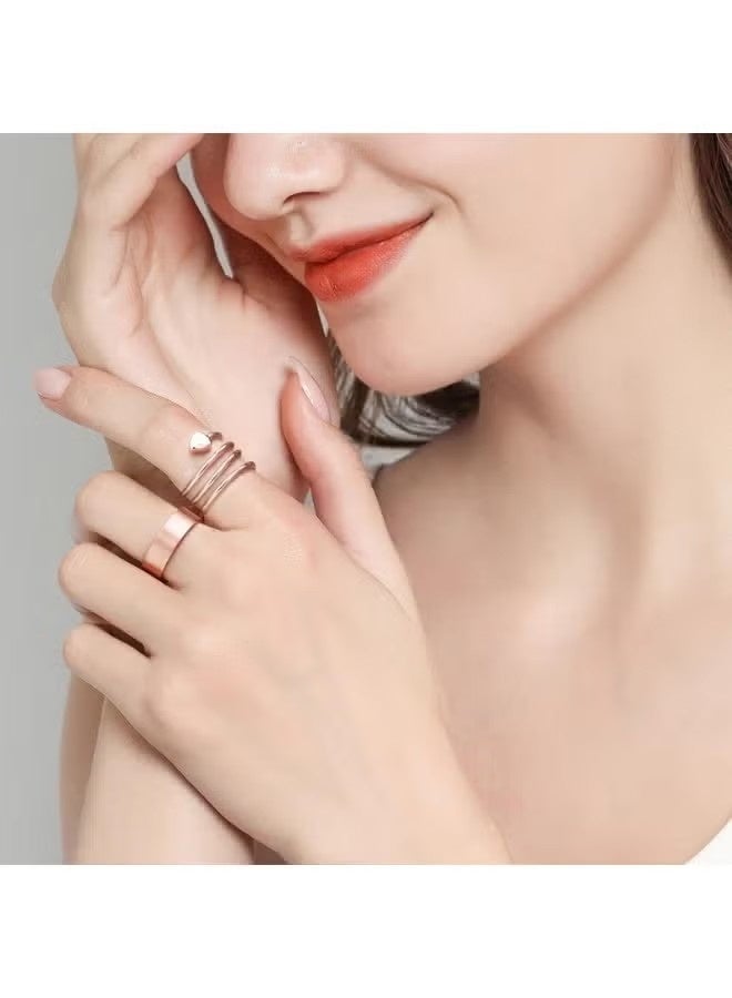 خاتم نحاسي من قطعتين للنساء قابل للتعديل، خاتم نحاسي عتيق نقي صلب - Image 2