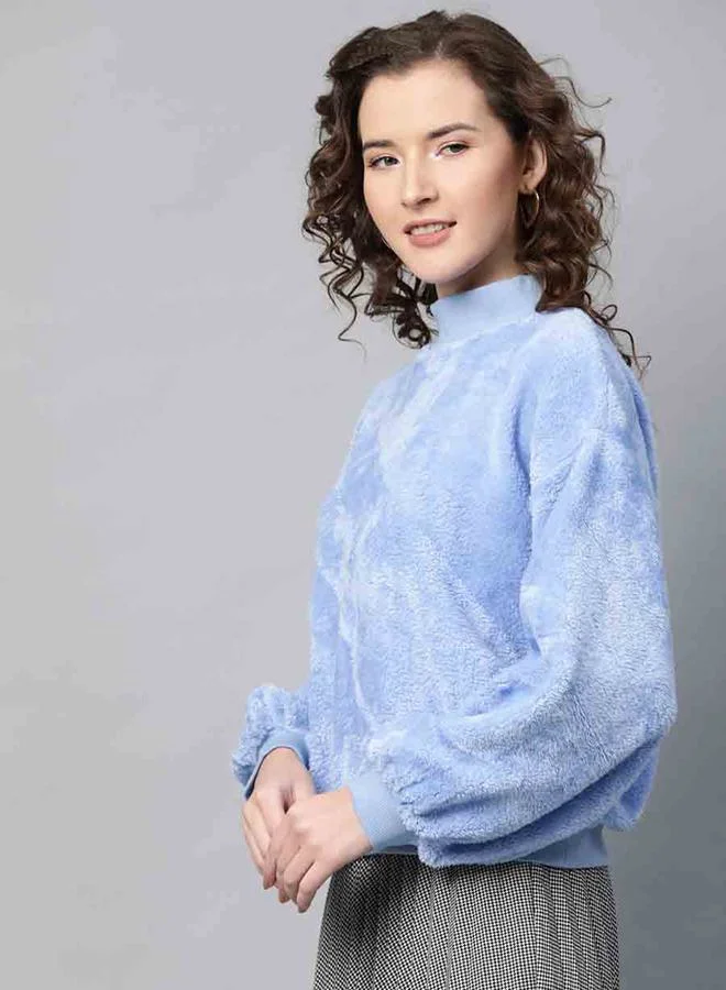 SASSAFRAS Faux Fur Relaxed Fit Balloon Sleeve Sweater by Styli