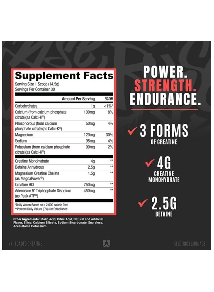 رايز كرياتين محمل بنكهة الليمونادة الكهربائية - 30 حصة (435 جرام) - Image 2