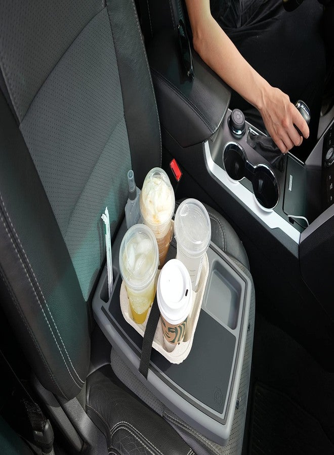 STUPID Car Tray - Elite Car Tray - Ultimate Car Organizer & Mobile Office - Silicone Adhesive Grip Mat & Detachable Quick-Release Seat Anchor - Includes 3 Elastic Straps - Dark Moon - Image 3