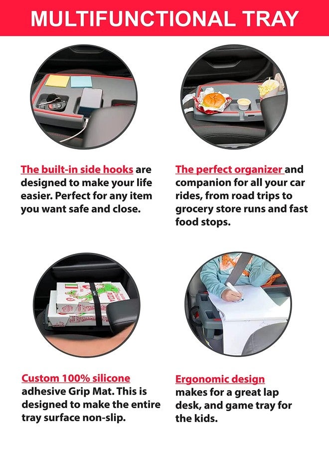 STUPID Car Tray - Elite Car Tray - Ultimate Car Organizer & Mobile Office - Silicone Adhesive Grip Mat & Detachable Quick-Release Seat Anchor - Includes 3 Elastic Straps - Dark Moon - Image 5