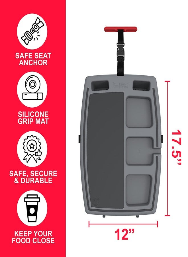 STUPID Car Tray - Elite Car Tray - Ultimate Car Organizer & Mobile Office - Silicone Adhesive Grip Mat & Detachable Quick-Release Seat Anchor - Includes 3 Elastic Straps - Dark Moon - Image 4