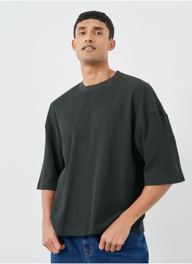 Styli Styli Solid Boxy Fir Round Neck T-Shirt