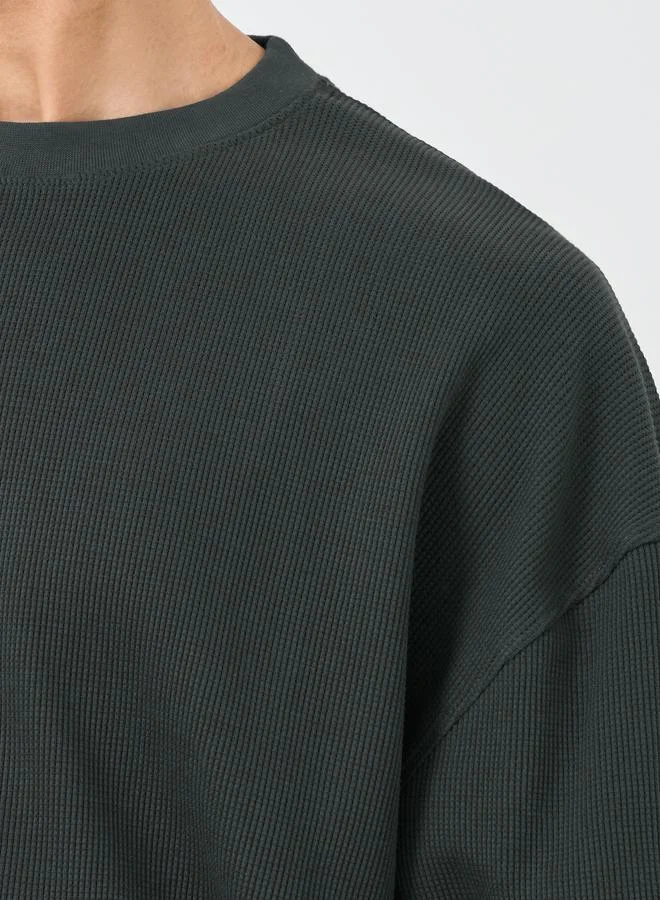 Styli Styli Waffle Textured Crop Boxy T-Shirt