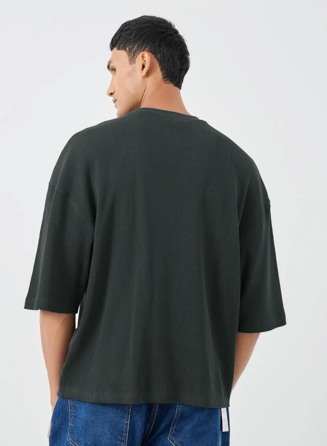 Styli Styli Waffle Textured Crop Boxy T-Shirt