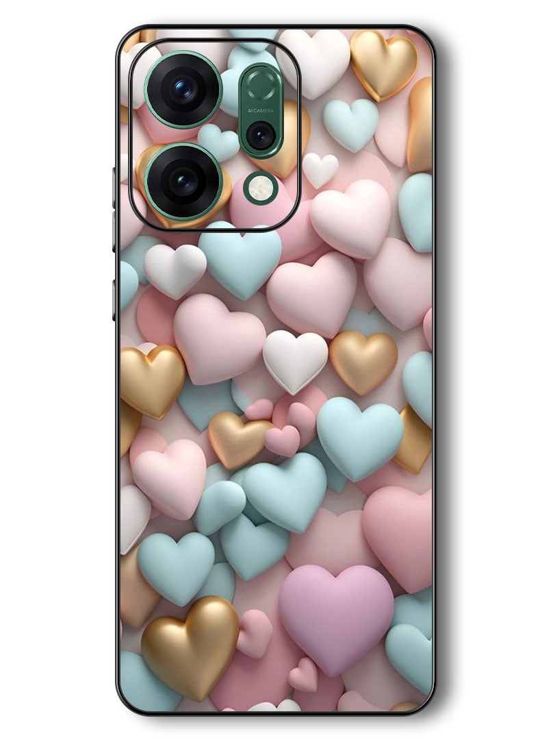 Theodor Case Compatible with Oppo Reno 14 6.59 Inch Protection Shockproof Bumper Cover Colourful Hearts - Image 1