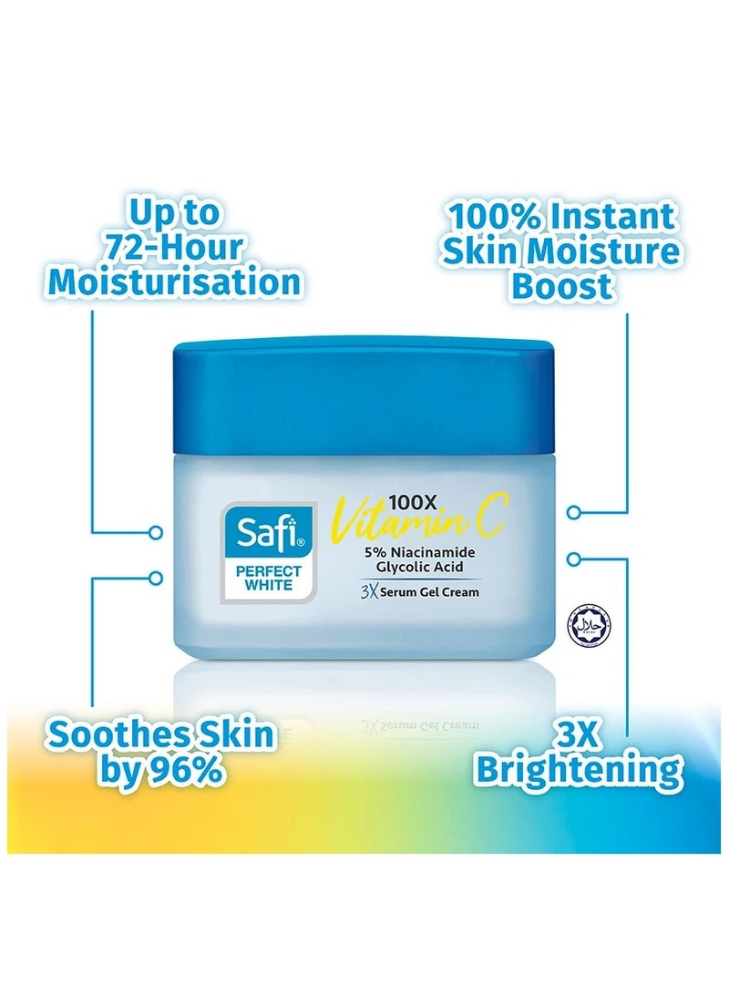 SAFI Perfect White 3X Serum Gel Cream Moisturiser 45g | 100X Vitamin C | 5% Niacinamide | Glycolic Acid - Image 3