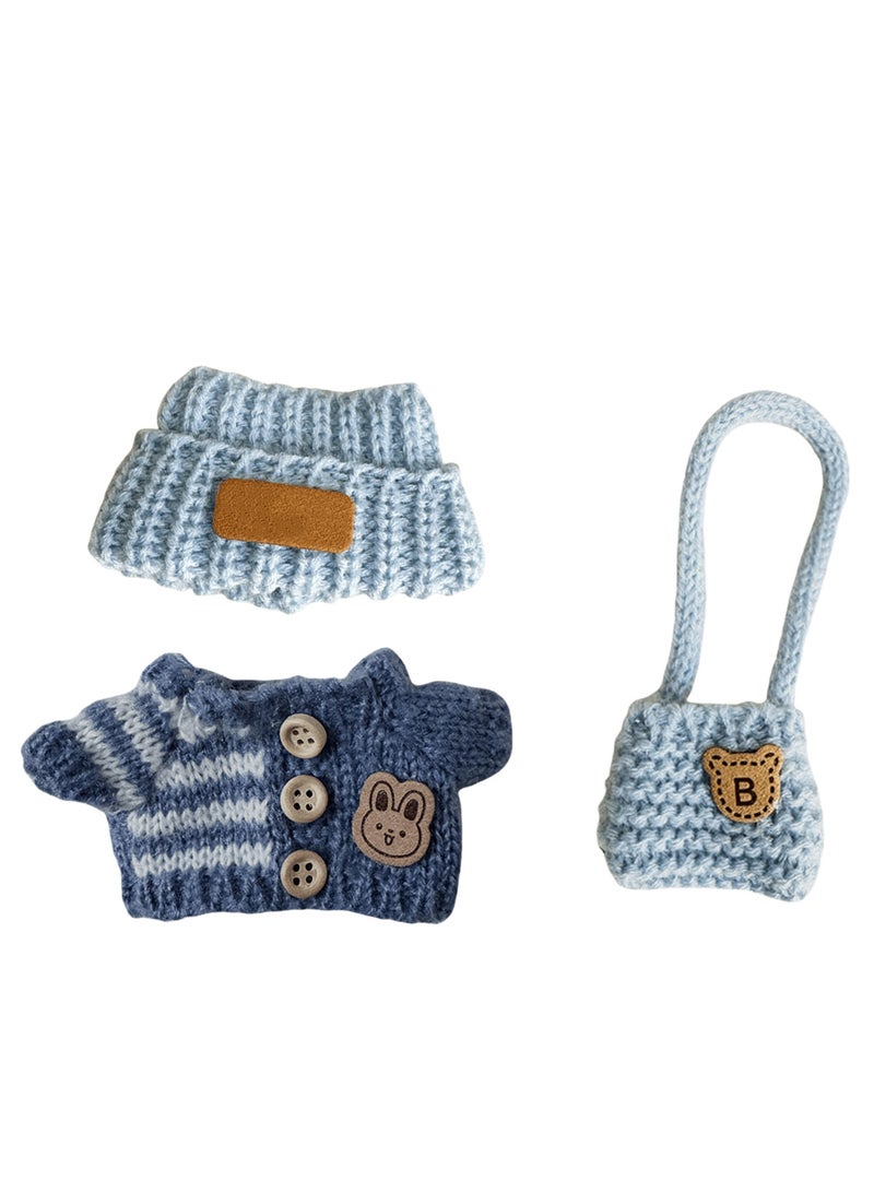 Stylish Clothes for Doll(NO Doll) - Handcrafted Crochet 3-Piece Set for 17cm Doll, Premium Outfit with Accessories  - Image 1