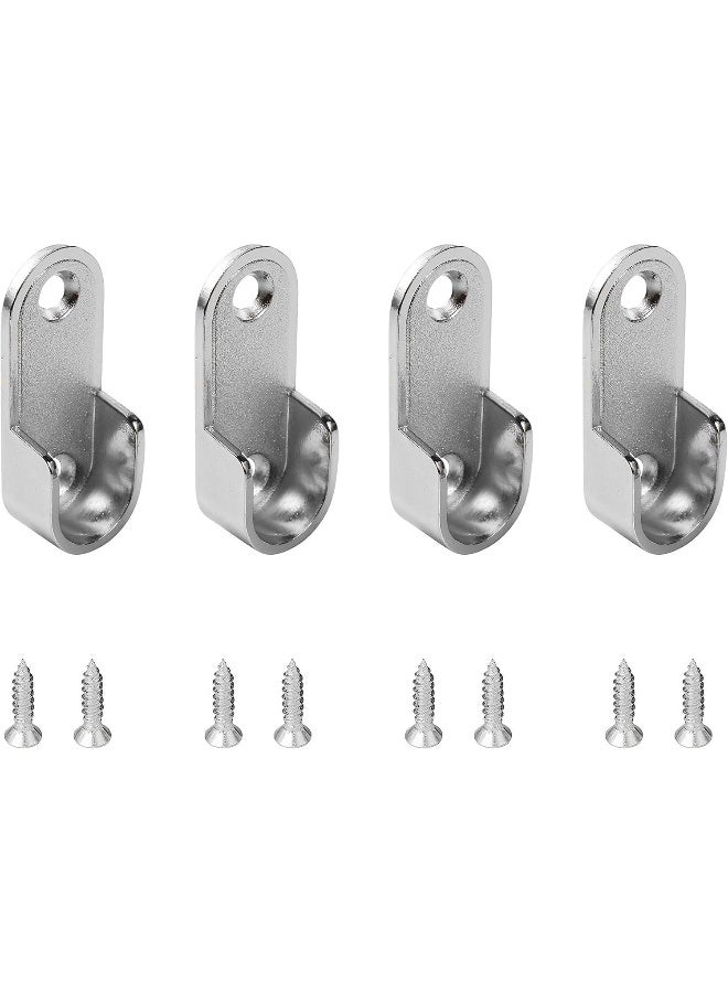 Biella Oval Closet Rod End Flange Bracket Supports Furniture Hardware Accessories Wardrobe Tube Support Bracket With Screws Clothes Hanging Rod Holder (Pack Of 4)  - Image 1