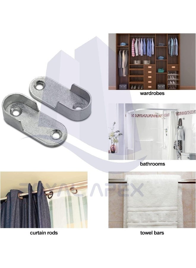 Biella Oval Closet Rod End Flange Bracket Supports Furniture Hardware Accessories Wardrobe Tube Support Bracket With Screws Clothes Hanging Rod Holder (Pack Of 4)  - Image 5