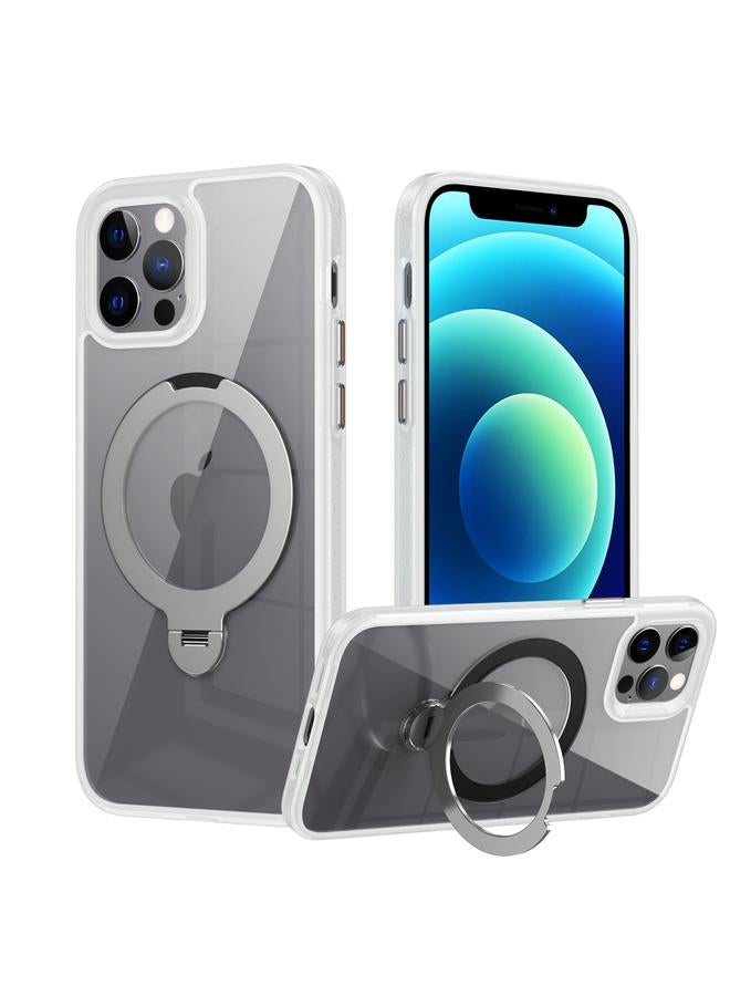Zaboon Case For iPhone 12 Pro Max Transparent MagSafe Magnetic Rotating Ring Holder Phone Case - Image 1