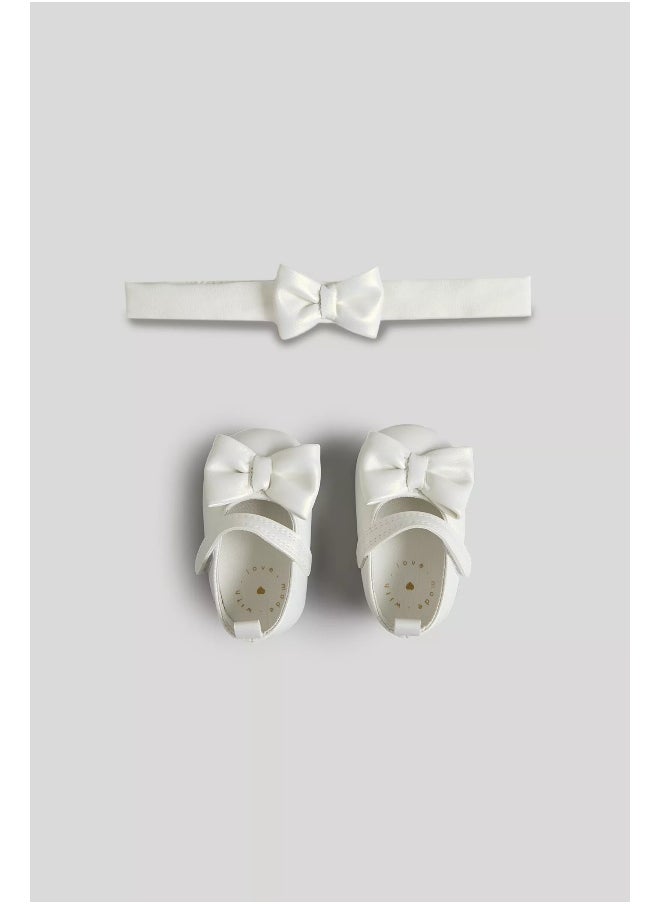 mothercare - White Ballerina Shoes and Headband Set - Image 1