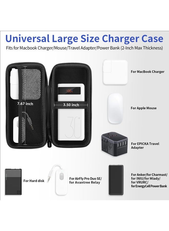 iMangoo Electronics Organizer Travel Case Travel Essentials for Women Pouch Tech Purse Hard Protective Shockproof Carrying Charger Power Bank Cable Accessories, 8.5x4.5x2 In (Black) - Image 2