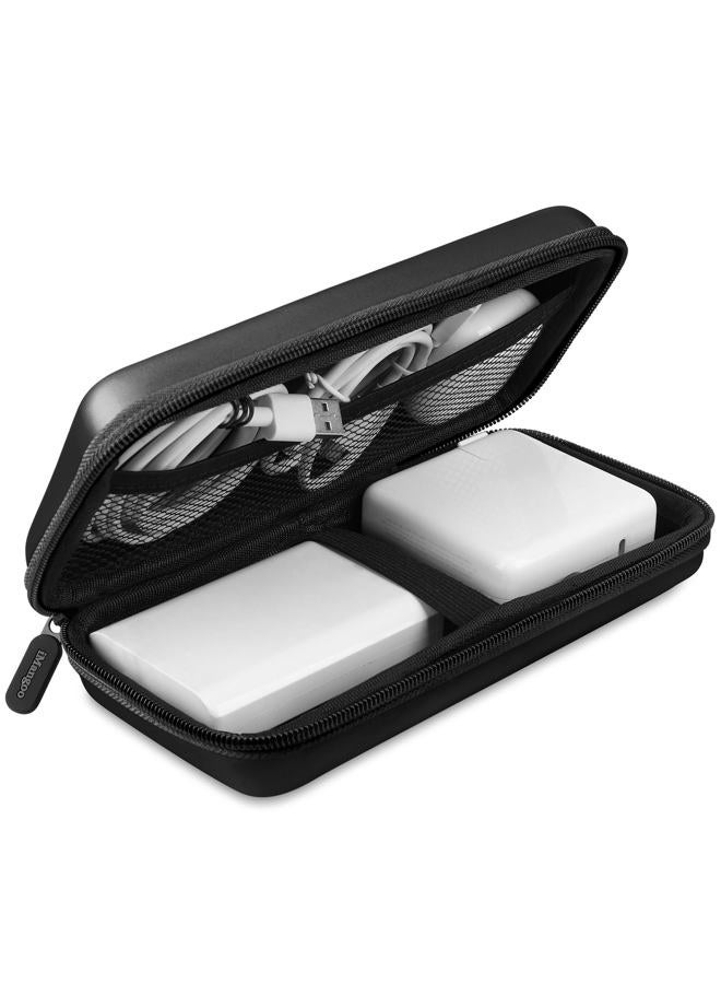 iMangoo Electronics Organizer Travel Case Travel Essentials for Women Pouch Tech Purse Hard Protective Shockproof Carrying Charger Power Bank Cable Accessories, 8.5x4.5x2 In (Black) - Image 1