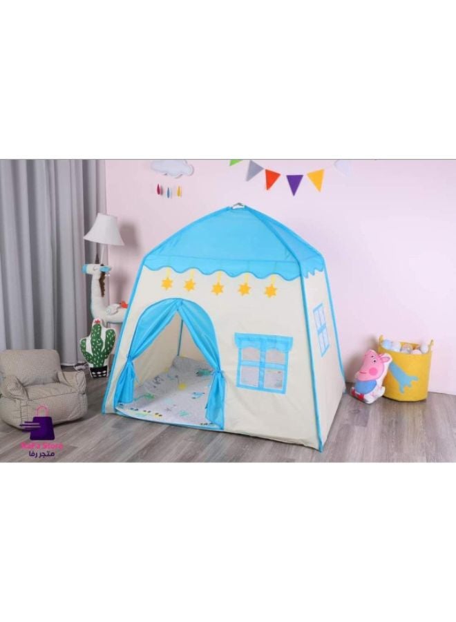 High-Quality, Portable And Foldable Castle Tent House For Toddlers, Blue 130x130x100cm CODE / CL-30 - Image 1
