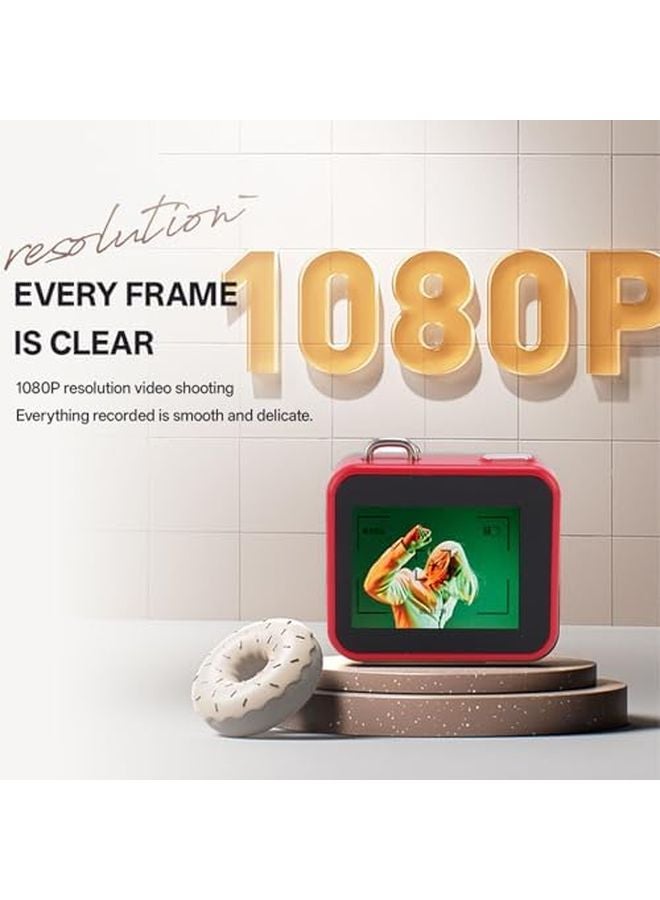 Red Small Digital Camera 1080p 48mp Point Shoot OTG Real Time Sharing Auto Cycle Recording - Image 3