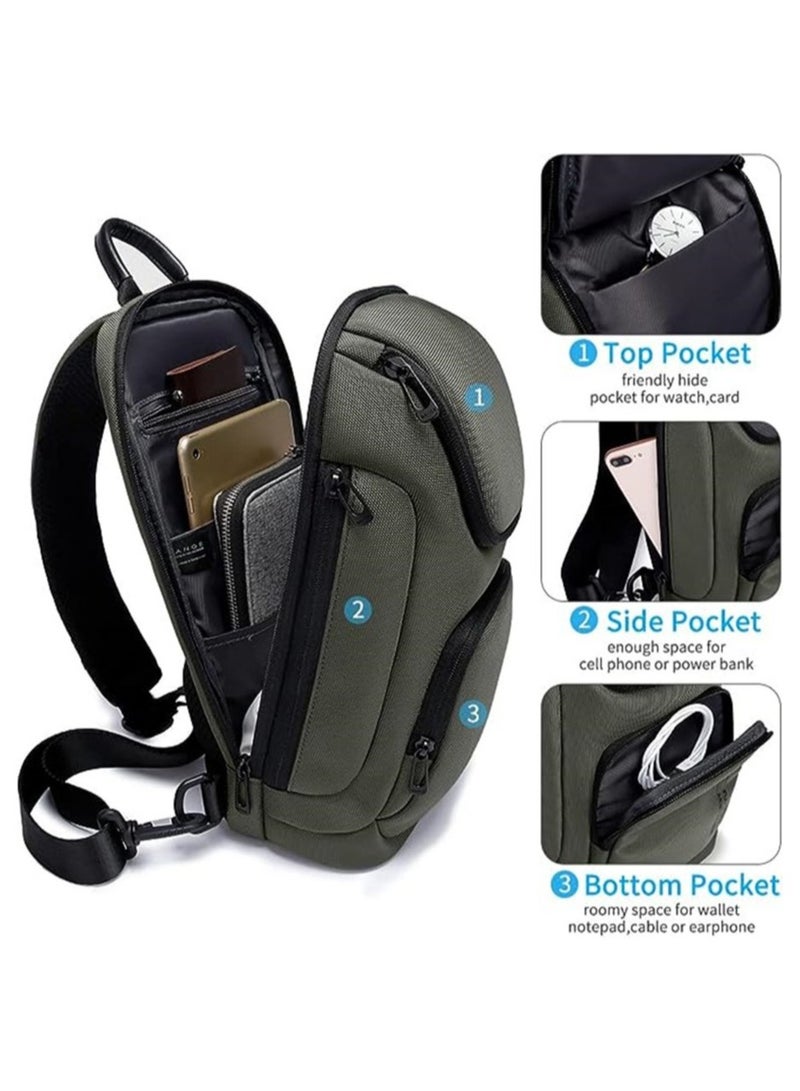 BANGE حقيبة باندج السلينج، حقيبة صدر للرجال مقاومة للماء، حقائب كتف، حقيبة ظهر متقاطعة للرجال أو النساء - Image 3