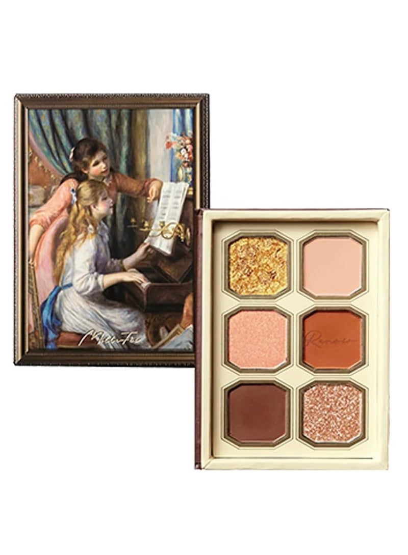 MilleFee Painting Eyeshadow Palette 6 Shades Matte and Shimmer Finishes Pressed Powder Makeup Palette-03 Young Girls At The Piano - Image 1