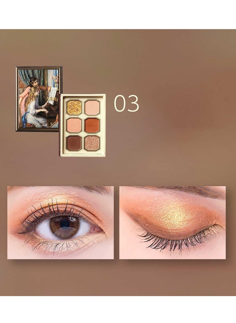 MilleFee Painting Eyeshadow Palette 6 Shades Matte and Shimmer Finishes Pressed Powder Makeup Palette-03 Young Girls At The Piano - Image 4