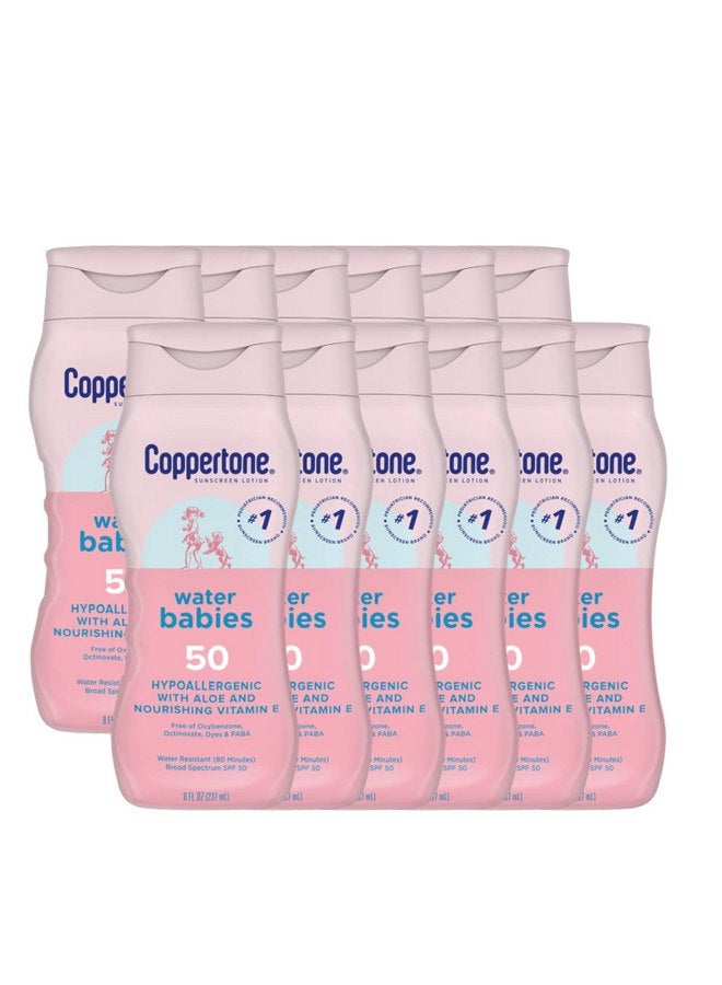 Coppertone Water Babies Sunscreen Lotion SPF 50, Pediatrician Recommended Water Resistant, 8 Fl Oz Bottle (Pack of 12) - Image 1