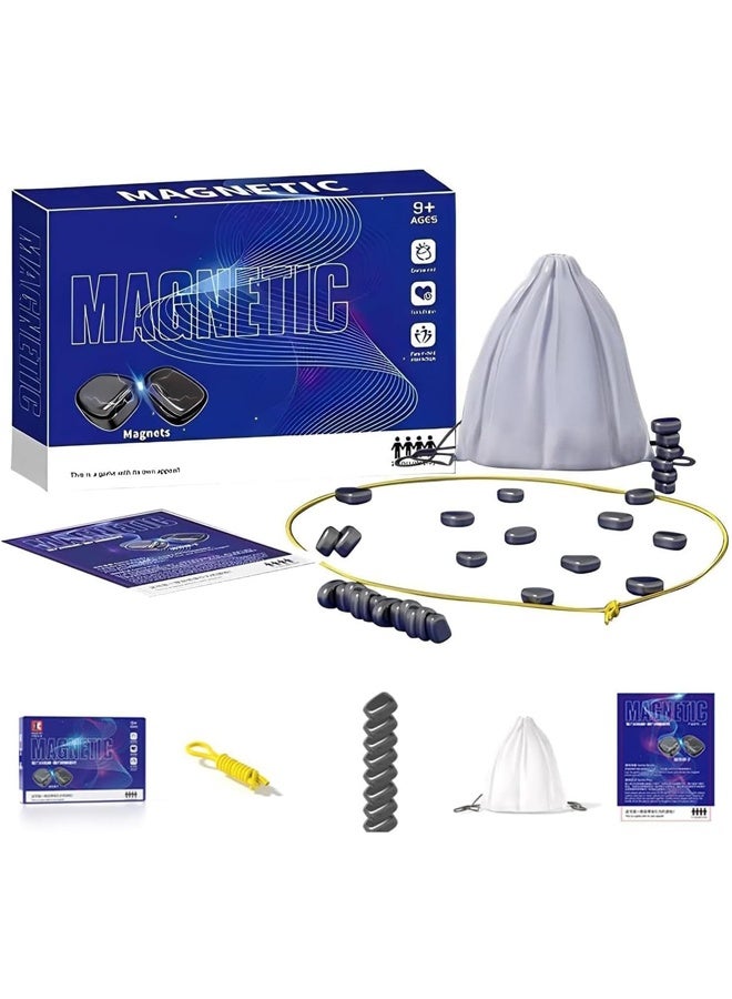 Halamodo Magnetic Chess Game, Magnetic Chess Game with Stones, Magnet Game with String, 2 Player Party Travel Fun Games Table Top Magnet Strategy Game - Image 1