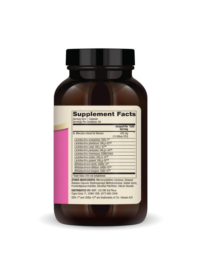 Dr. Mercola Complete Probiotics for Women 70 Billion CFU, 90 Capsules, Dietary Supplement  - Image 3