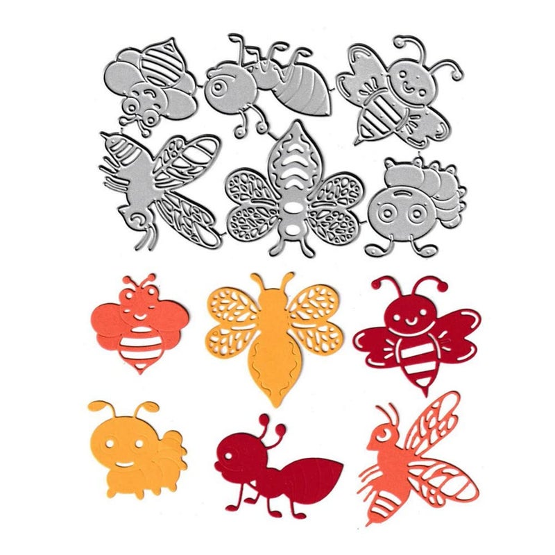 6pcs Bee Animals Cutting Dies Ant Die Cuts Metal Embossing Stencils Template Mould for Card Scrapbooking and DIY Craft Album Paper Card Decor