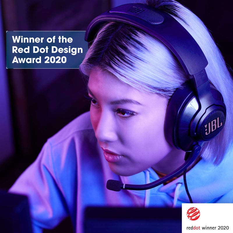 JBL Quantum 400 - Wired over-ear gaming headset with game-chat balance dial, JBL QuantumSURROUND and DTS, Voice focus directional flip-up mic and memory foam ear cushions (Black) - Image 2