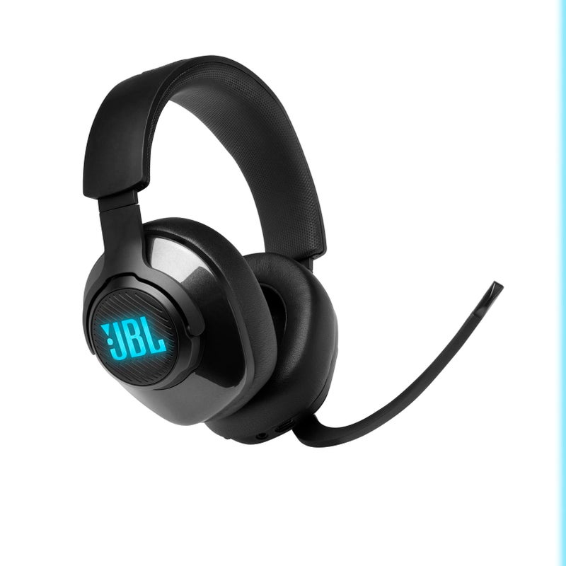 JBL Quantum 400 - Wired over-ear gaming headset with game-chat balance dial, JBL QuantumSURROUND and DTS, Voice focus directional flip-up mic and memory foam ear cushions (Black) - Image 4
