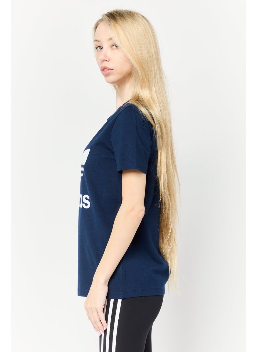 adidas Originals Women Sportswear Fit Brand Logo Outdoor T-Shirt, Navy  - Image 2