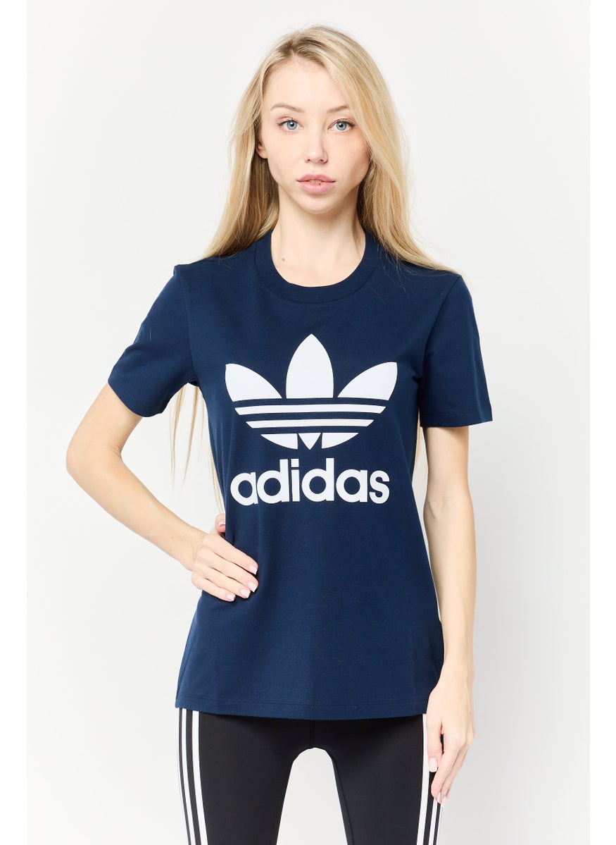 adidas Originals Women Sportswear Fit Brand Logo Outdoor T-Shirt, Navy  - Image 1