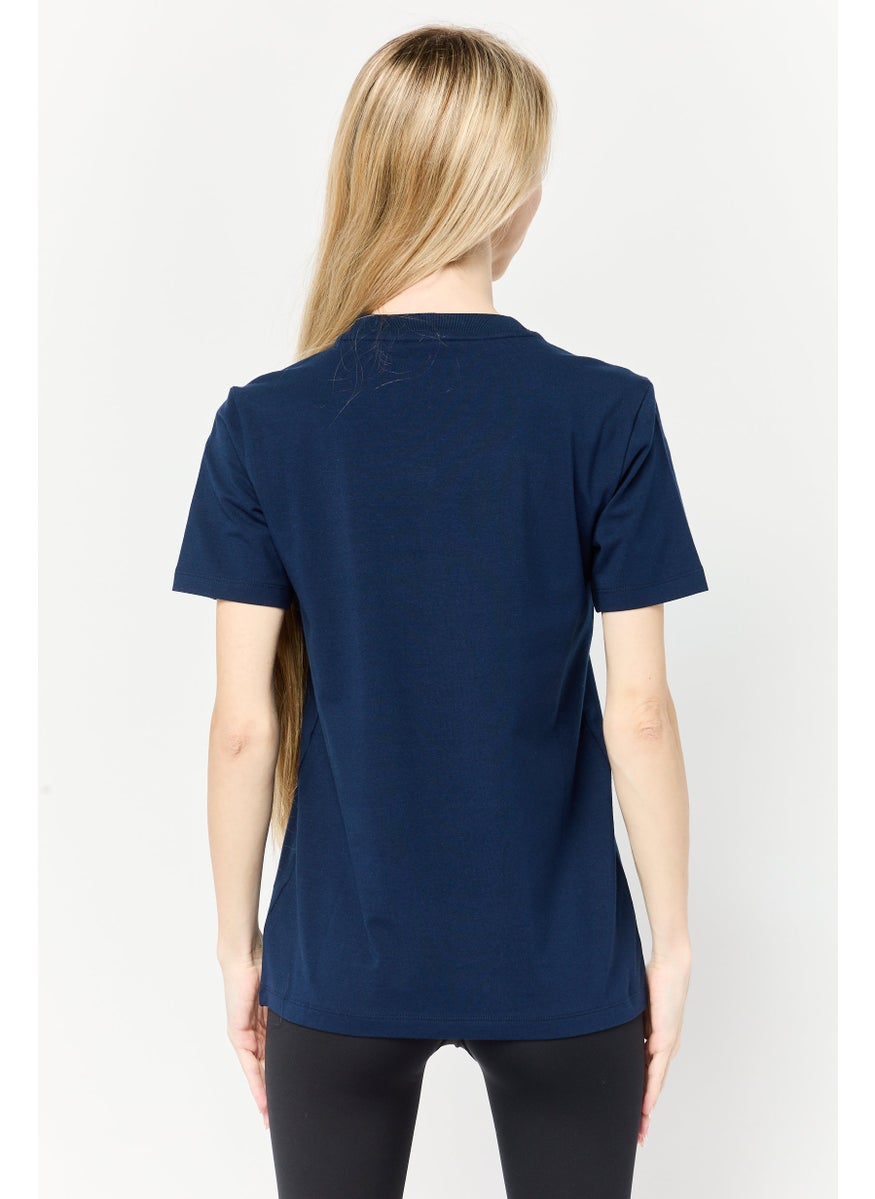 adidas Originals Women Sportswear Fit Brand Logo Outdoor T-Shirt, Navy  - Image 4