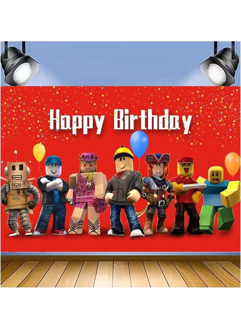 Roblox Glue-Free Backdrop for Birthday Party, 5X3FT Easy Install Wall Decor Birthday Decoration Banner Game Party Supply  - Image 2