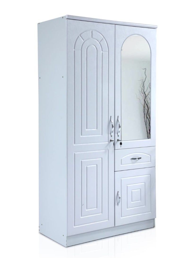 Karnak Best 3-Door Wooden Wardrobe Cabinet Cupboard Engineered Wood With 1 Drawer Perfect Modern Stylish Heavy Duty Color White 8828 - Image 1