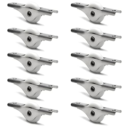 MroMax 10Pcs 23mm/0.91" Dia Screen Door Rollers Nylon White Sliding Wheel Electroplating Sliding Wheel with Stainless Steel Shell for Garage Screen Door - Image 1