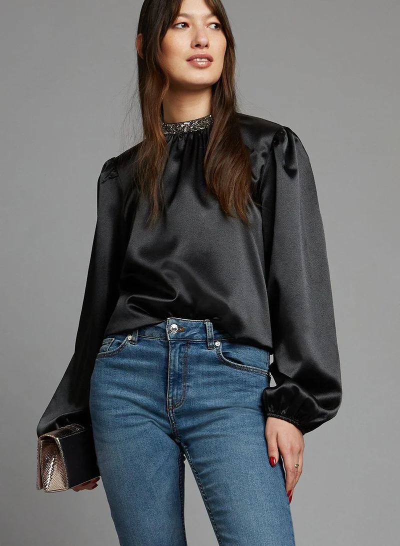 DOROTHY PERKINS High Neck Balloon Sleeve Top