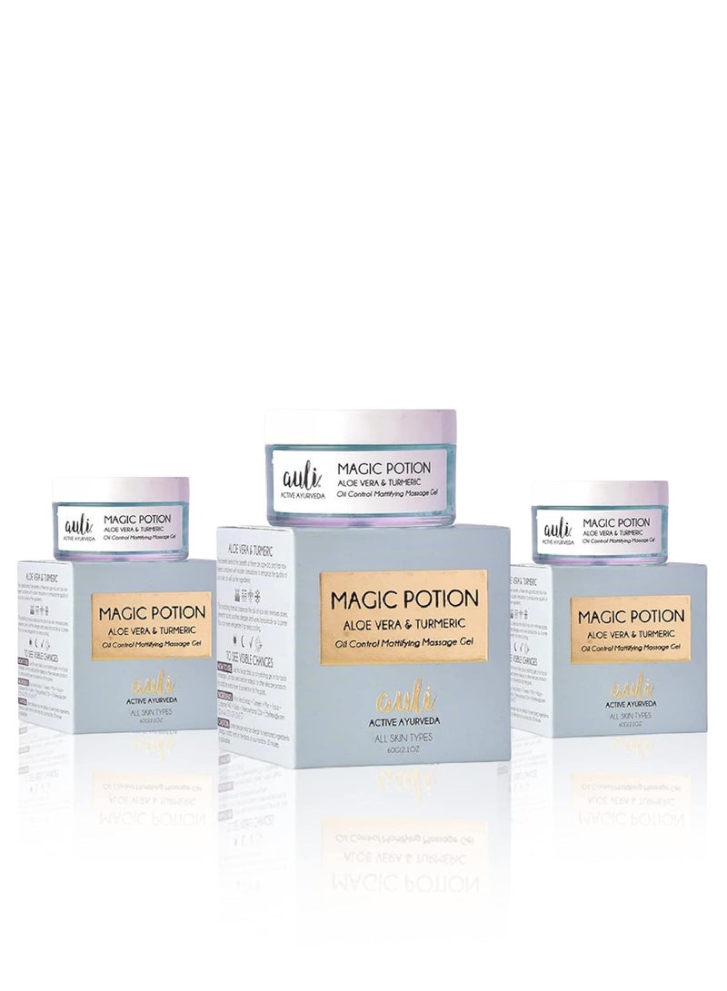 AULI LIFESTYLE Auli Magic Potion Aloevera Gel For Glowing Skin Pack Of 3 120GM - Image 1