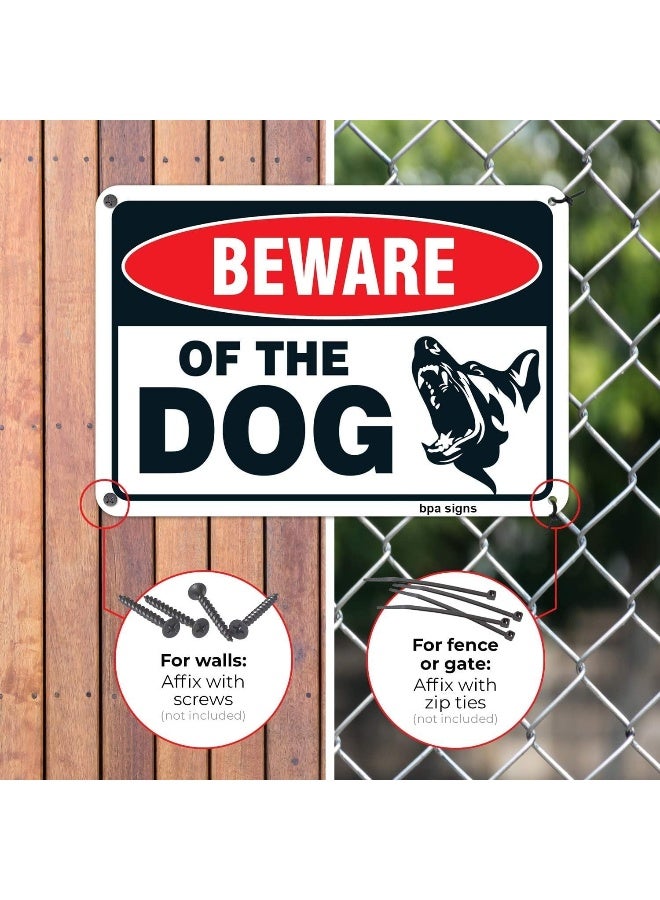 BPA® Beware of Dog Sign - (2 Pack) | 10x7 Inches, Rust Free 0.40 Aluminum, Fade Resistant, Indoor/Outdoor Use - Image 1