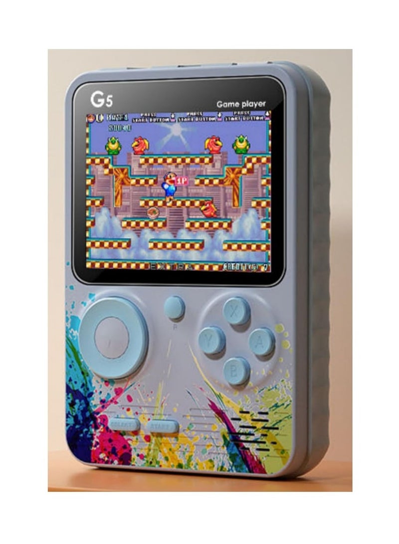 "G5 500-in-1 Retro Game Box – Handheld Classic Game Pad with TV Compatibility, Featuring Contra, Tank, Bomber Man, and More (Grey Blue)" - Image 1