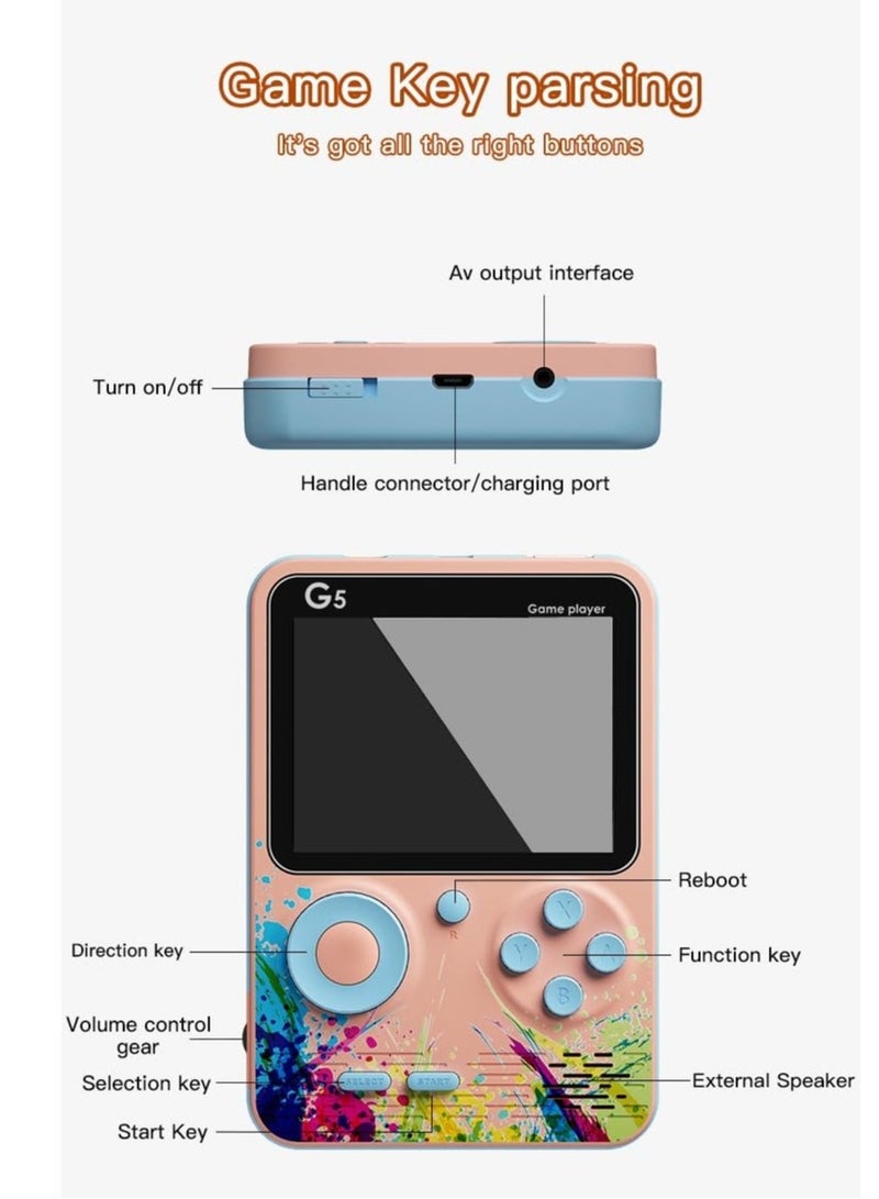 "G5 500-in-1 Retro Game Box – Handheld Classic Game Pad with TV Compatibility, Featuring Contra, Tank, Bomber Man, and More (Grey Blue)" - Image 2