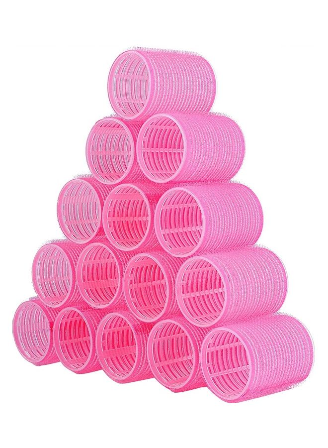 NIBEMINENT 15-Piece Self Grip Hair Rollers Set Pink - Image 1