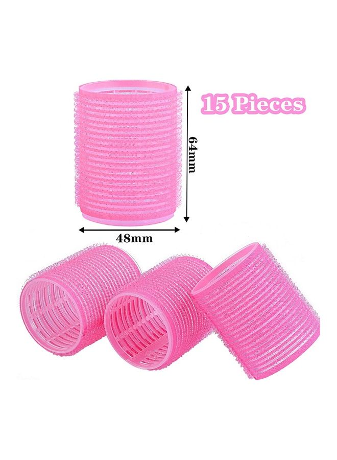 NIBEMINENT 15-Piece Self Grip Hair Rollers Set Pink - Image 2