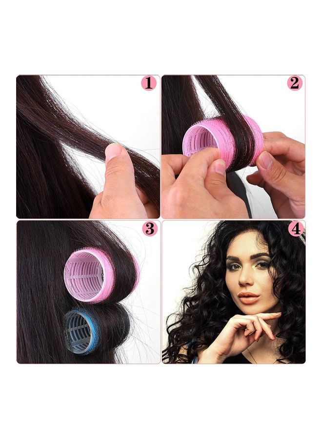 NIBEMINENT 15-Piece Self Grip Hair Rollers Set Pink - Image 3