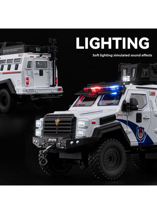 Saber-toothed Tiger Alloy Armored Police Car Toy Boy Simulation Children Off-road Car Model Peacekeeping Explosion-proof Special Police Car-Color:1/32 Sword Teeth Tiger Armored Vehicle  - Image 5