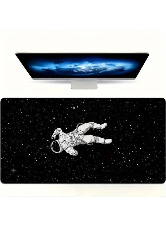بيوينتي وسادة ماوس ألعاب كبيرة بتصميم رائد فضاء - قاعدة مطاطية سميكة غير قابلة للانزلاق، سهلة التنظيف، حواف دقيقة، سجادة مكتب مستطيلة للاعبين والاستخدام المكتبي، سجادة مكتب (800*300*3 مم) - Image 2