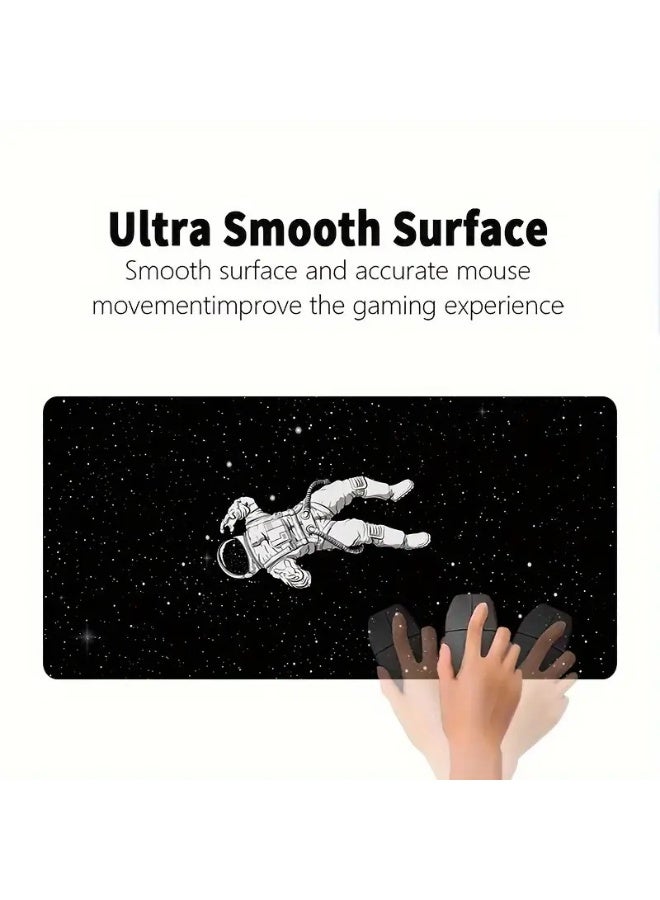 بيوينتي وسادة ماوس ألعاب كبيرة بتصميم رائد فضاء - قاعدة مطاطية سميكة غير قابلة للانزلاق، سهلة التنظيف، حواف دقيقة، سجادة مكتب مستطيلة للاعبين والاستخدام المكتبي، سجادة مكتب (800*300*3 مم) - Image 3
