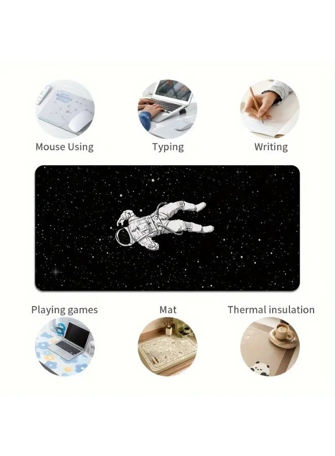 بيوينتي وسادة ماوس ألعاب كبيرة بتصميم رائد فضاء - قاعدة مطاطية سميكة غير قابلة للانزلاق، سهلة التنظيف، حواف دقيقة، سجادة مكتب مستطيلة للاعبين والاستخدام المكتبي، سجادة مكتب (800*300*3 مم) - Image 5