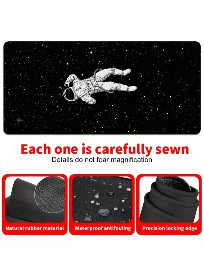 بيوينتي وسادة ماوس ألعاب كبيرة بتصميم رائد فضاء - قاعدة مطاطية سميكة غير قابلة للانزلاق، سهلة التنظيف، حواف دقيقة، سجادة مكتب مستطيلة للاعبين والاستخدام المكتبي، سجادة مكتب (800*300*3 مم) - Image 4