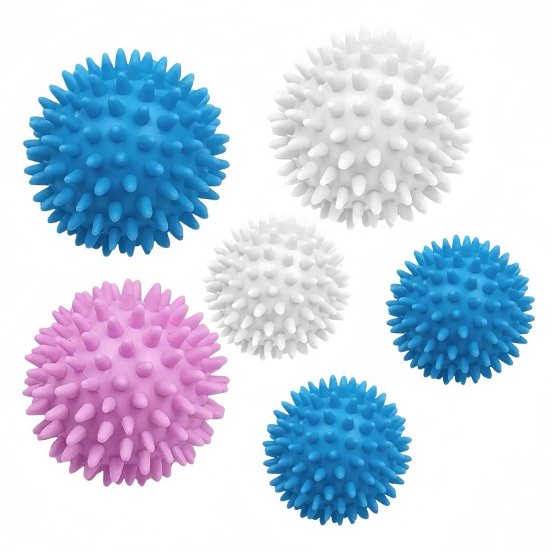 6 Pcs Reusable Dryer Balls Laundry Wash Dryer Balls Anti-Static Fabric Softener Laundry Washing Ball, Laundry Accessories (Pink,White,Blue) - Image 1