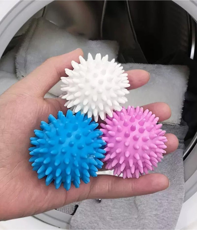 6 Pcs Reusable Dryer Balls Laundry Wash Dryer Balls Anti-Static Fabric Softener Laundry Washing Ball, Laundry Accessories (Pink,White,Blue) - Image 4